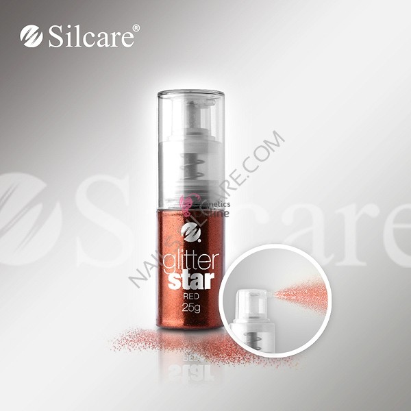 Sclipici fin pentru corp cu pulverizator Rosu Silcare 25 g, art 61577